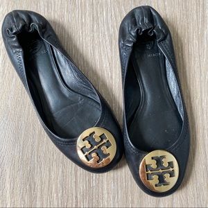 Tory Burch black leather flats size 6